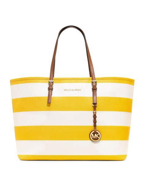 michael kors yellow and white striped purse|Michael Kors outlet white purse.